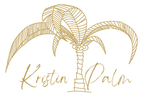 goldene Palm mit dem Schriftzug Kristin Palm unter den Palmenzweigen.