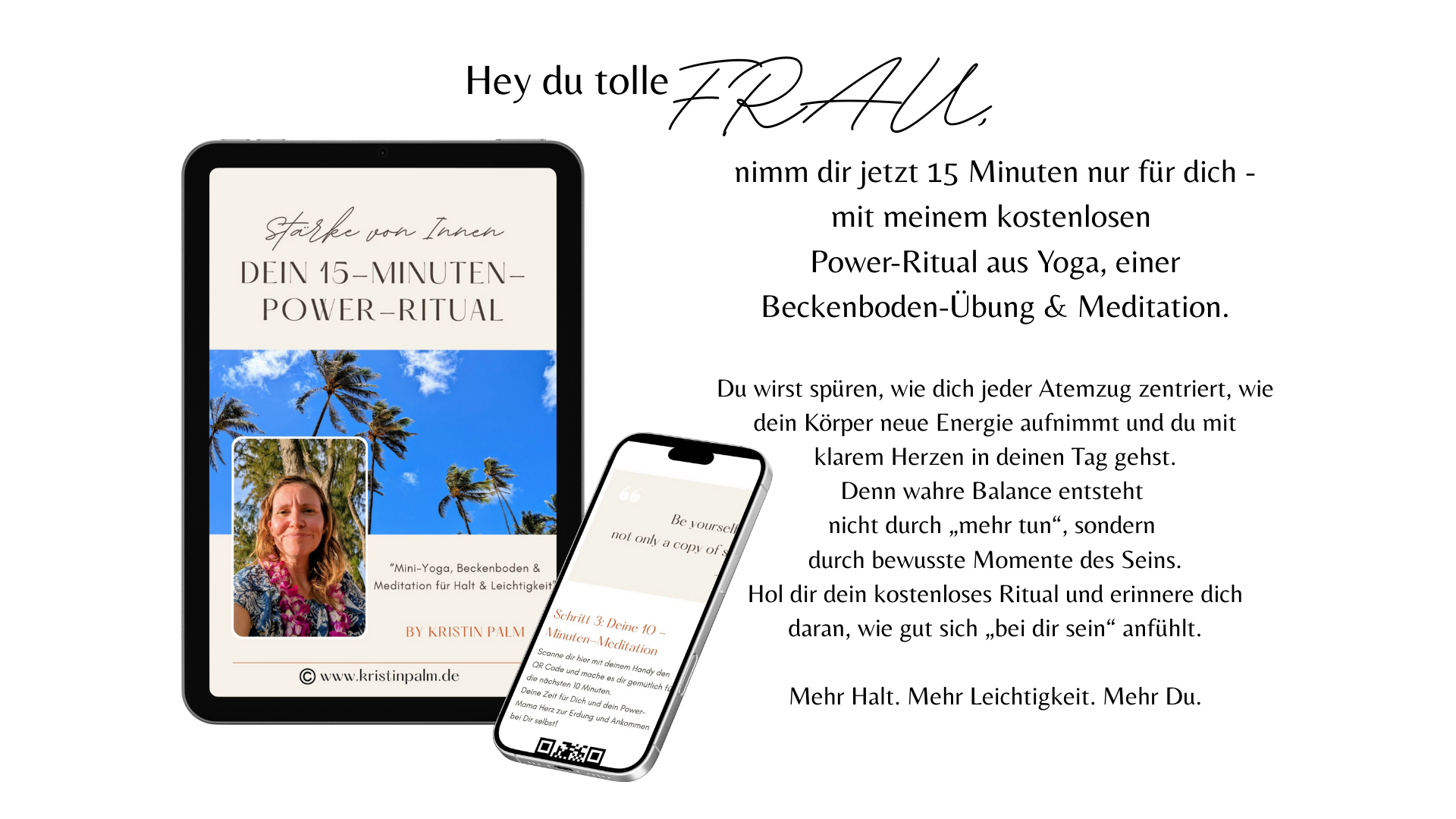 Smartphone und Tablett auf dem mein Freebie "Dein 15min Power-Ritual" zu sehen ist