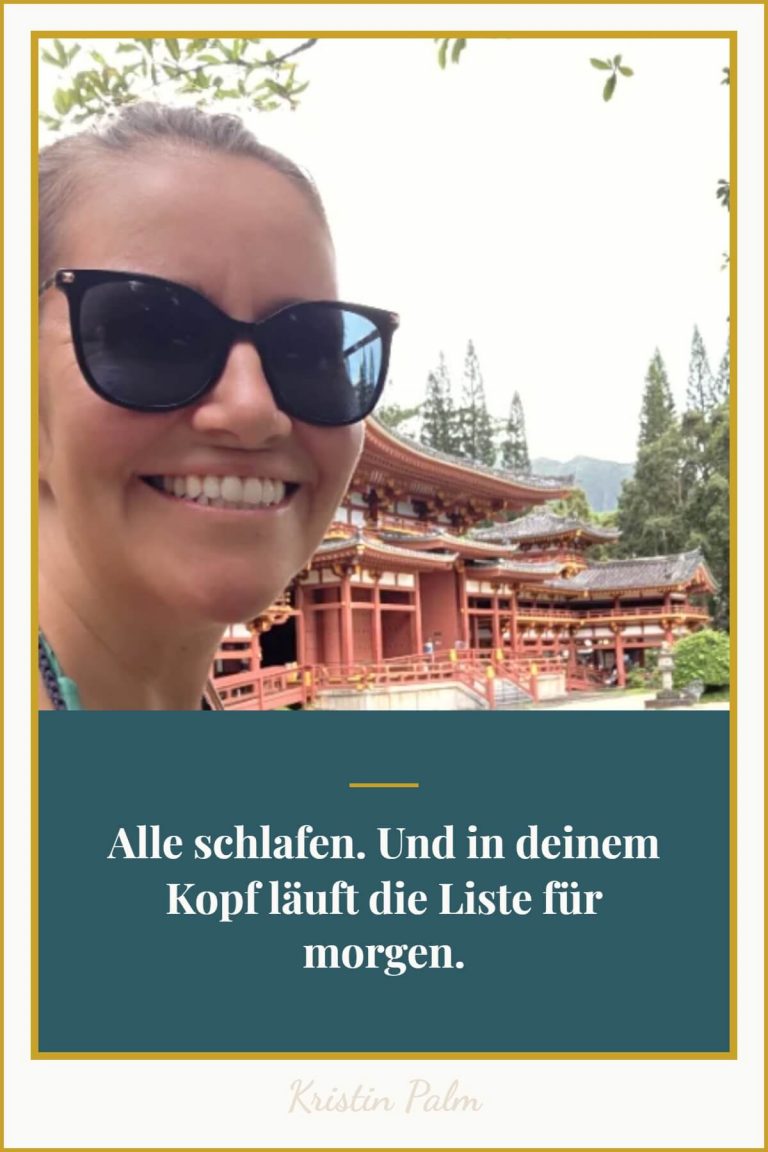 Mental Load reduzieren: Textgrafik mit dem Satz „Alle schlafen. Und in deinem Kopf läuft die Liste für morgen."